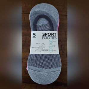 NWT Women's No-Show Athletic Socks Gray, Pink, Yellow, Blue (5 Pack) - Size 4-7